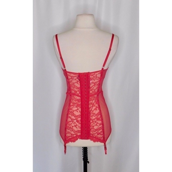 VICTORIA’S SECRET Barbie Hot Pink Lace Corset Bustier Garter Lingerie 34C - Picture 7 of 11